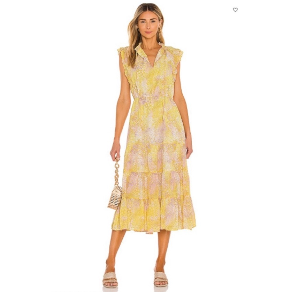BB Dakota by Steve Madden Yellow Ruffled Tiered Midi Dress